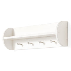 25'' Wide 4 Hook Wall Mounted Coat Rack with Storage in White Adding A Touch of Utilitarian Flair to your Master Suite Vanity Set