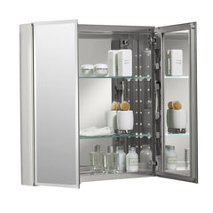 Recessed or Surface Mount Frameless 2 Doors Medicine Cabinet with 2 Adjustable Shelves Easily Into Any Bath Or Powder Room