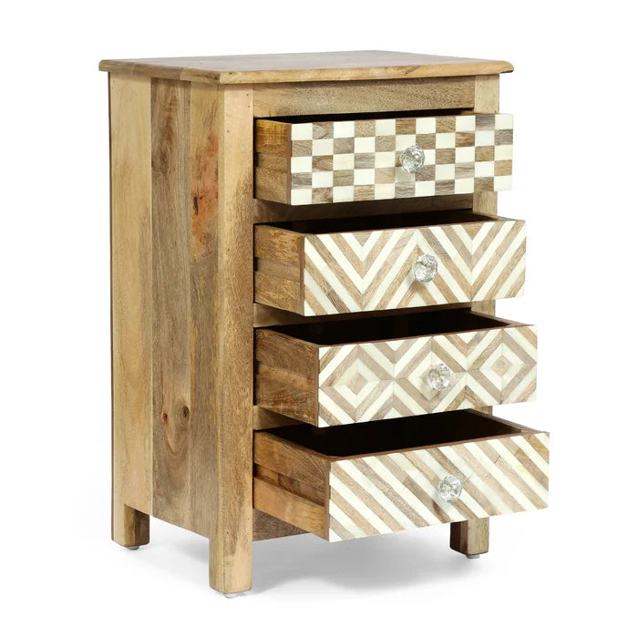 27'' Tall 4 - Drawer Durable Mango Solid Wood Nightstand in Brown