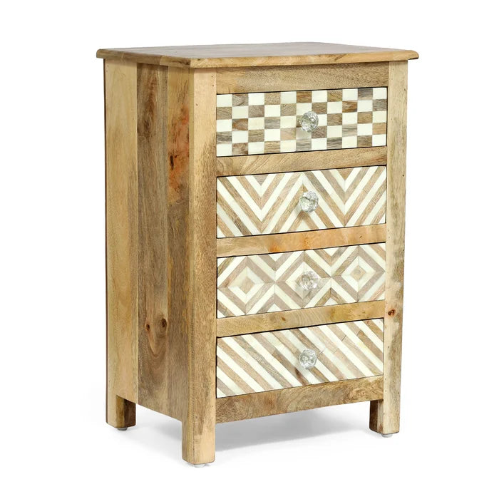 27'' Tall 4 - Drawer Durable Mango Solid Wood Nightstand in Brown