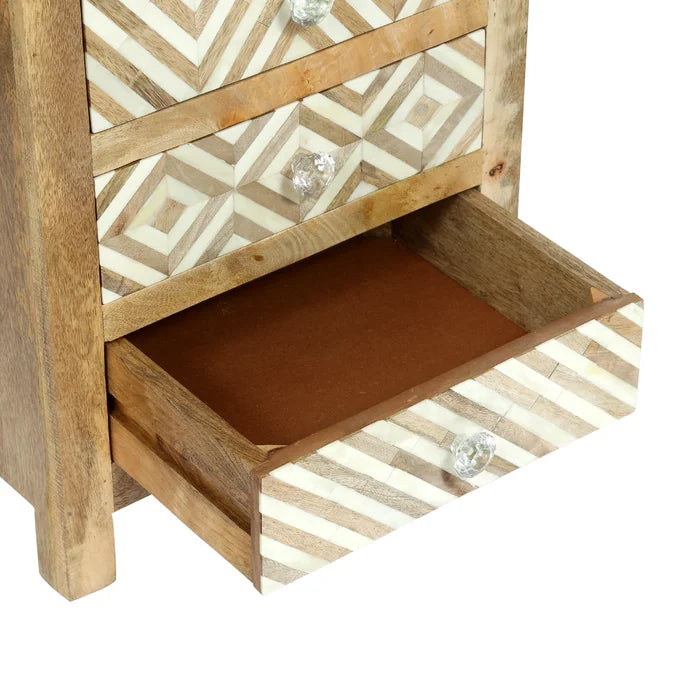 27'' Tall 4 - Drawer Durable Mango Solid Wood Nightstand in Brown