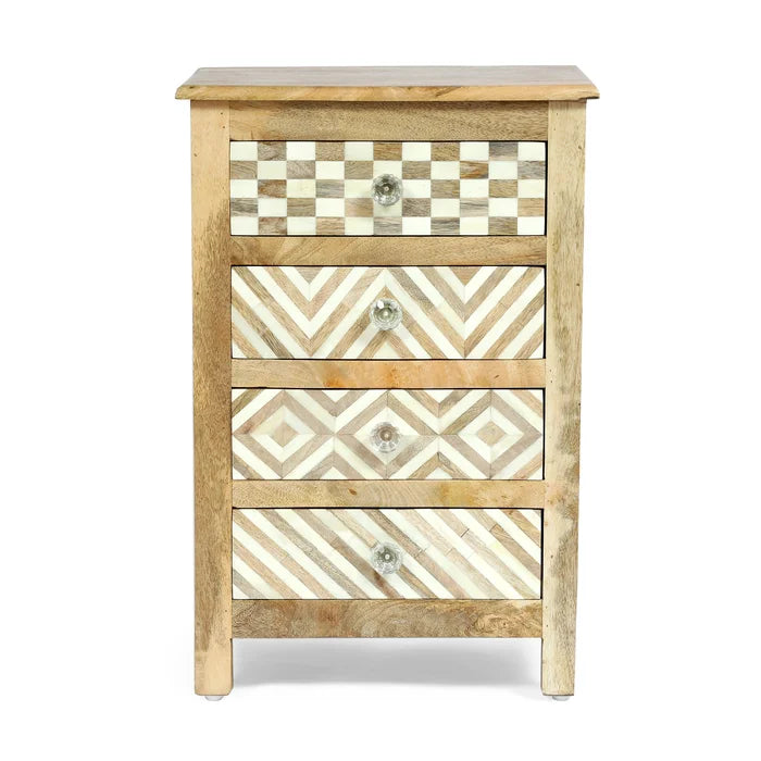 27'' Tall 4 - Drawer Durable Mango Solid Wood Nightstand in Brown