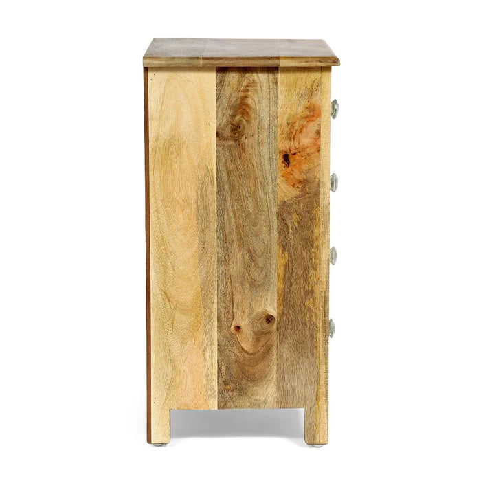 27'' Tall 4 - Drawer Durable Mango Solid Wood Nightstand in Brown