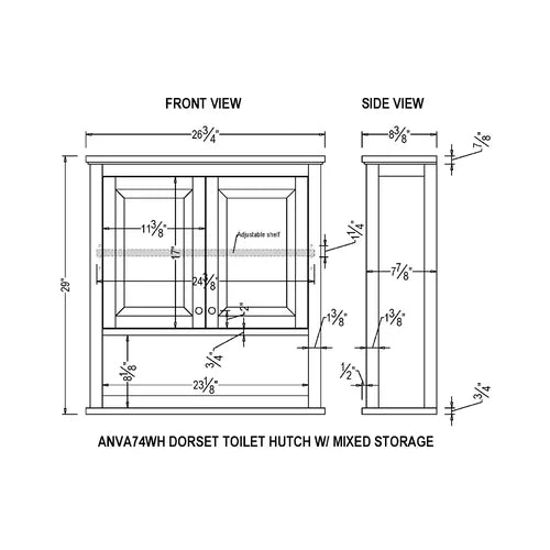 27'' W x 29'' H x 9'' D Wall Mounted Bathroom Cabinet Each Shelf Height Depth