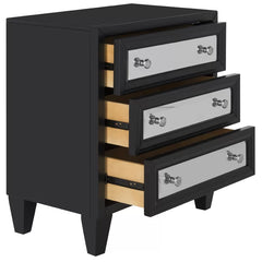 Black 28'' Tall Solid Wood 3 - Drawer Mirrored Accent Chest