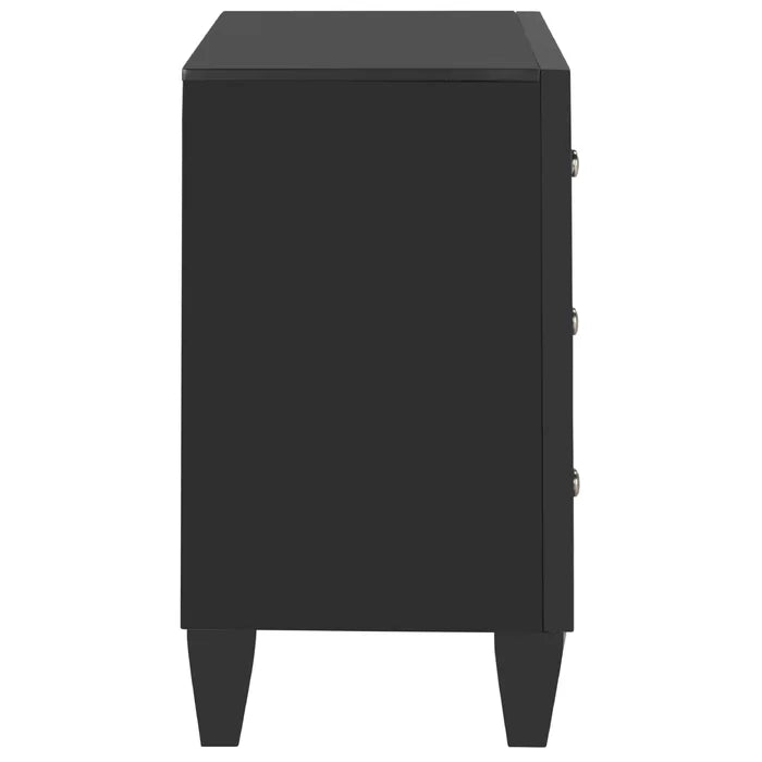 Black 28'' Tall Solid Wood 3 - Drawer Mirrored Accent Chest