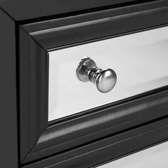 Black 28'' Tall Solid Wood 3 - Drawer Mirrored Accent Chest