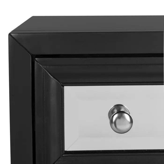 Black 28'' Tall Solid Wood 3 - Drawer Mirrored Accent Chest