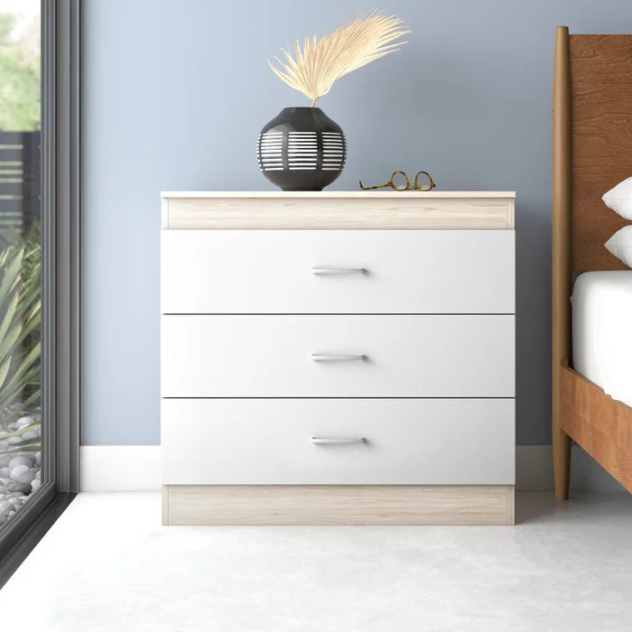 White 29.7'' Tall 3 - Drawer Nightstand Three Spacious Drawers Perfect Organize