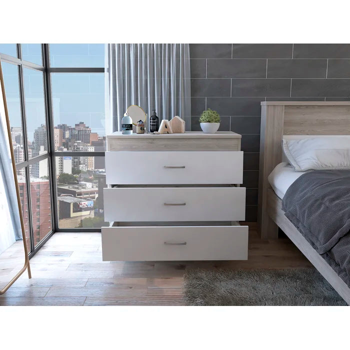 White 29.7'' Tall 3 - Drawer Nightstand Three Spacious Drawers Perfect Organize