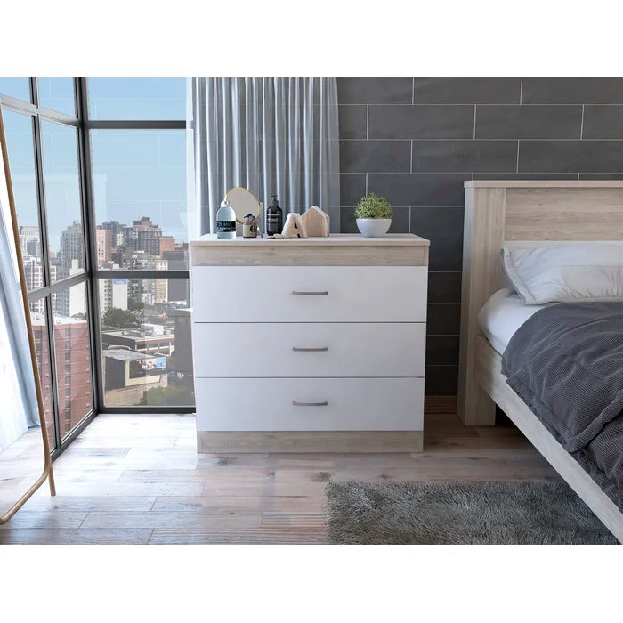 White 29.7'' Tall 3 - Drawer Nightstand Three Spacious Drawers Perfect Organize