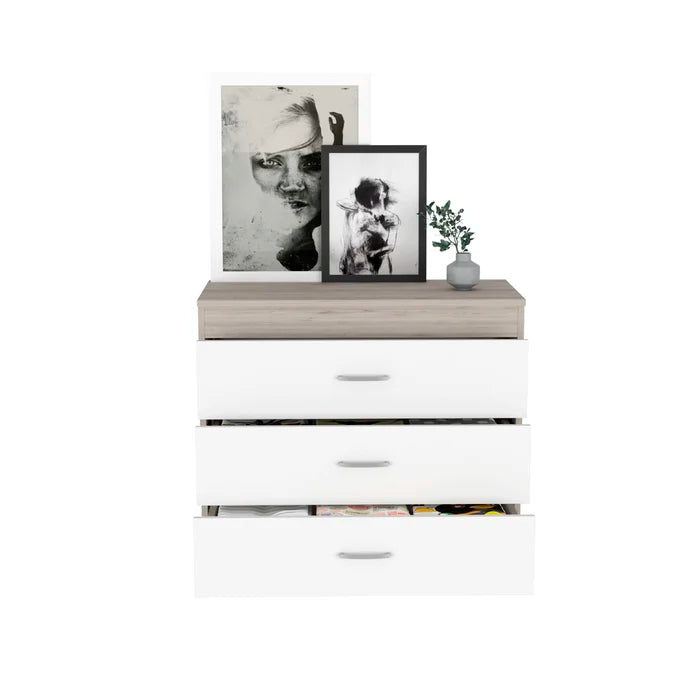 White 29.7'' Tall 3 - Drawer Nightstand Three Spacious Drawers Perfect Organize