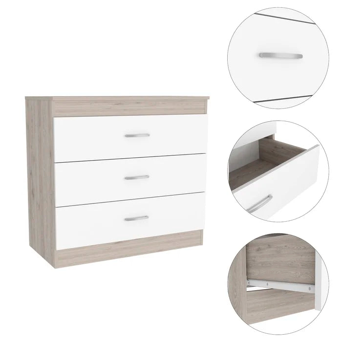 White 29.7'' Tall 3 - Drawer Nightstand Three Spacious Drawers Perfect Organize