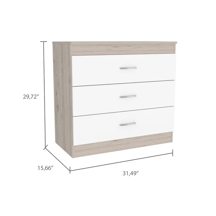 White 29.7'' Tall 3 - Drawer Nightstand Three Spacious Drawers Perfect Organize