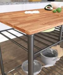 Brown Wood Kitchen Island Two Shelves Provide Storage for Cooking Utensils Offer Storage for Cooking Utensils and Veggies