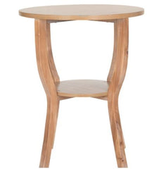Natural Accent Table - 22" x 22" x 30.3" Beside a Sofa or Comfy Chair. Crafted of Fir Wood with a Honey Natural Finish Round Top, Useful Storage Shelf