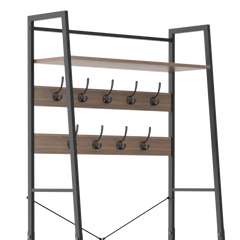 30.3'' Wide Steel Hall Tree with Bench and Shoe Storage 9 Double-Pronged Hooks