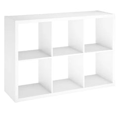 White 30'' H x 43.82'' W Cube Bookcase Six Cube Design and Thick Frame