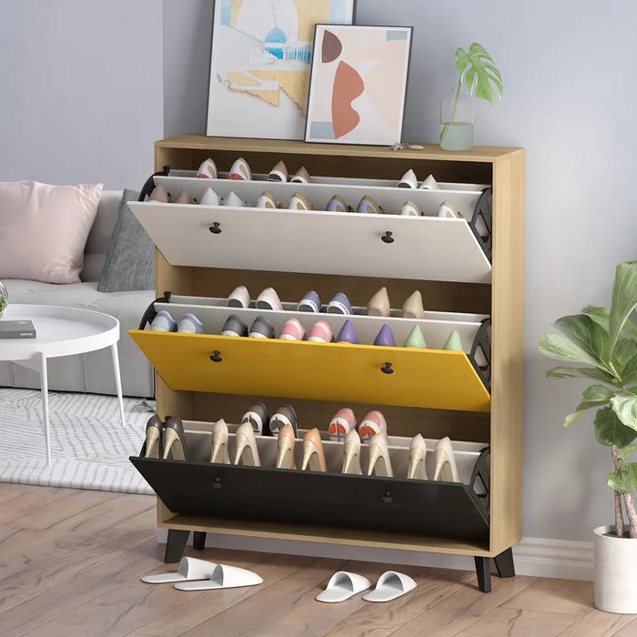 6 Shelves 30 Pair Shoe Storage Cabinet Contemporary Style Perfect Organze