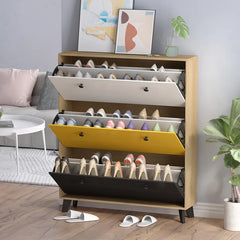 6 Shelves 30 Pair Shoe Storage Cabinet Contemporary Style Perfect Organze