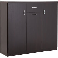 30 Pair Shoe Storage Cabinet Three Cabinet Doors Conceal Ten Total Shelves Fit Neatly Into the Entryway or Mudroom