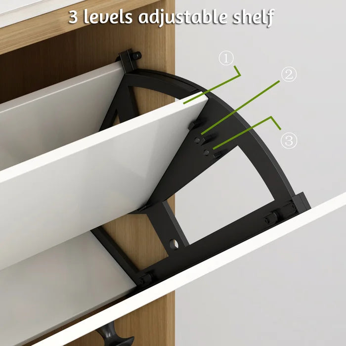 6 Shelves 30 Pair Shoe Storage Cabinet Contemporary Style Perfect Organze