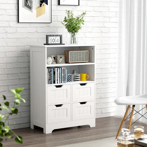 White 31.5'' Tall Accent Cabinet Excellent Stability Indoor Design