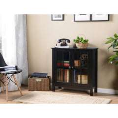 31'' Tall Medium-Density Fireboard 2 Door Accent Cabinet Black