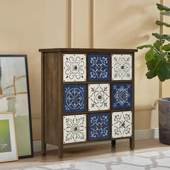 32.36'' Tall 3 - Drawer Accent Chest Chinese-Style Blue and White Porcelain Accent