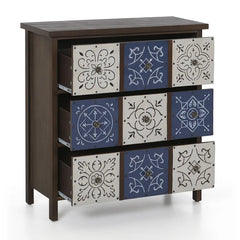 32.36'' Tall 3 - Drawer Accent Chest Chinese-Style Blue and White Porcelain Accent