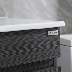 32" White Bathroom Vanity Cabinet Undermount Single Ceramic Sink & Drain Faucet Combo
