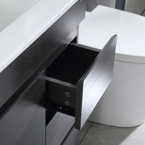 32" White Bathroom Vanity Cabinet Undermount Single Ceramic Sink & Drain Faucet Combo