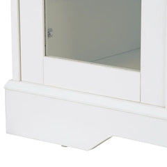 White 33.4'' Tall Wood 4 Door Accent Cabinet Two Glass Doors in the Middle