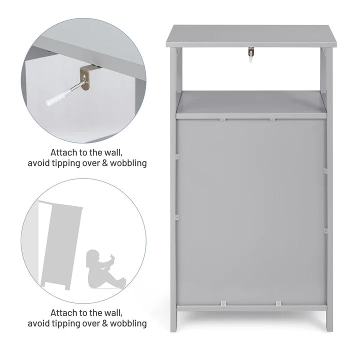 Gray 33'' Tall 1 - Door Accent Cabinet 3 Adjustable Heights Simple and Modern Style