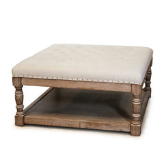 Beige Natural 34'' Wide Tufted Square Cocktail Ottoman Indoor Furniture