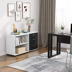 White 35.43'' Wide 3 -Drawer Mobile Lateral Filing Cabinet Free Standing