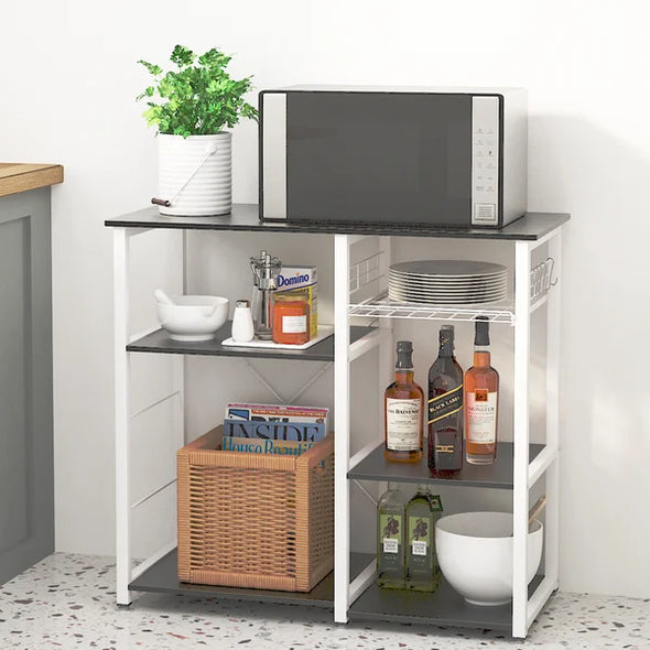 White/Black 35.4'' Wide Kitchen Island Perfect for Kitchen Room Provide Storage Space