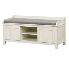 White Metal/Wood Cushioned Storage Bench Keep your Entryway or Mudroom