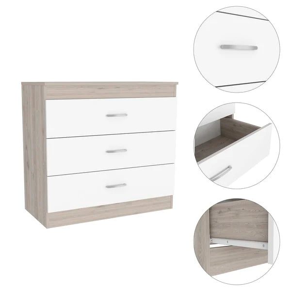 White 3 Drawer 31.49'' W Dresser Simple Modern Style to your Living Room, Bedroom