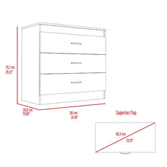 White 3 Drawer 31.49'' W Dresser Rectangular Shape Each Removable Soft Close