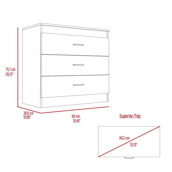 White 3 Drawer 31.49'' W Dresser Simple Modern Style to your Living Room, Bedroom