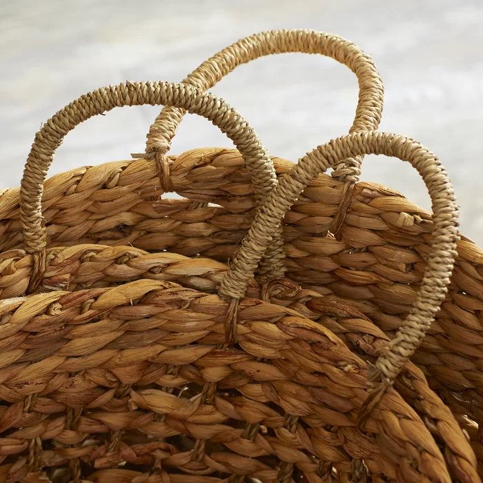 3 Piece Seagrass Basket Set Natural Colored Seagrass Braided and Woven
