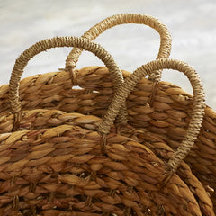 3 Piece Seagrass Basket Set Natural Colored Seagrass Braided and Woven