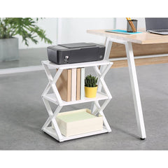 White 3 Tiers Mobile Printer Stand X-Shaped Design