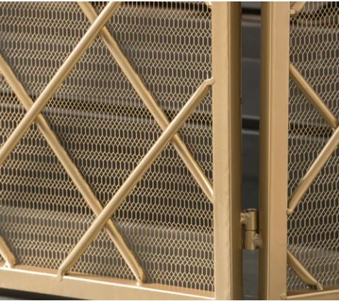 3-Panel Fireplace Screen Knight Home Gold Guard Against Flying Sparks or Rolling Embers with this Traditional