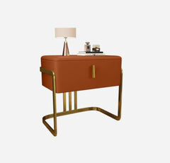 Faux Leather 1-drawer Nightstand - Orange Give your Space A Bold, Contemporary Update with this 1-Drawer Nightstand