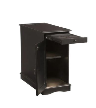 Black Accent Charging Table Multi Function Accent Table that Serves As A Charging Station, Beverage Holder and Provides Storage