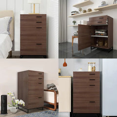 4-Layer Retro Wooden File Cabinet For Office Bedroom Anti Scratch and Anti-Fouling
