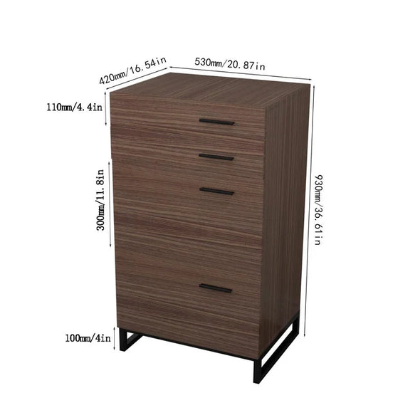 4-Layer Retro Wooden File Cabinet For Office Bedroom Anti Scratch and Anti-Fouling