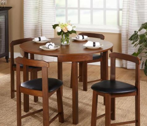 Harrisburg Tobey Compact Round Dining Set 5-Piece Set Includes 1 Round Table and 4 Chairs Space-Saving Design for Small Spaces